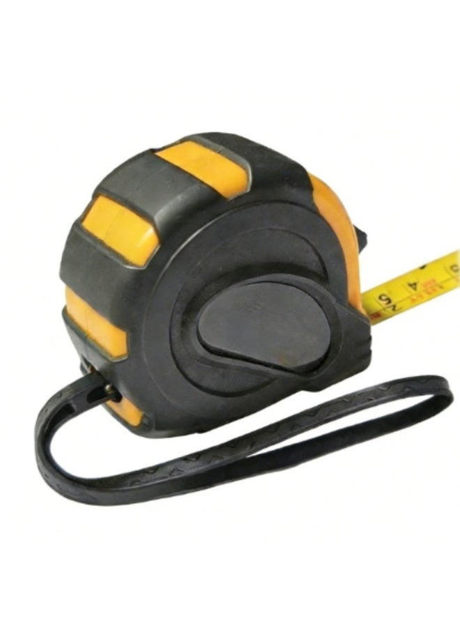 Yellow and black tape measure, easy-to-read measuring ruler, retractable nylon coated measuring ruler, magnetic hook, belt clip, rubber protective sleeve-yellow ribbon - Image 1